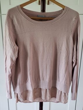 Joseph Blush Pink Layered-Hem Crewneck Sweater